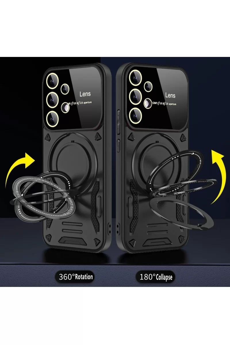 Newface Samsung Galaxy S25 Ultra Kılıf Joy Lens Standlı Kapak - Kırmızı