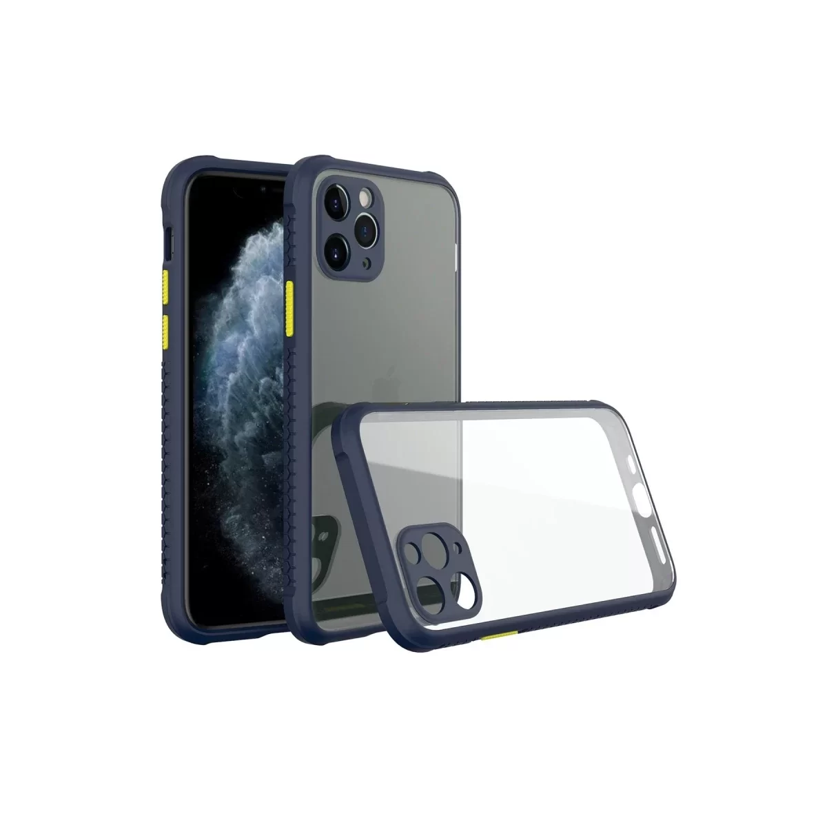 Newface Apple iPhone 11 Pro Kılıf Miami Şeffaf Silikon - Lacivert