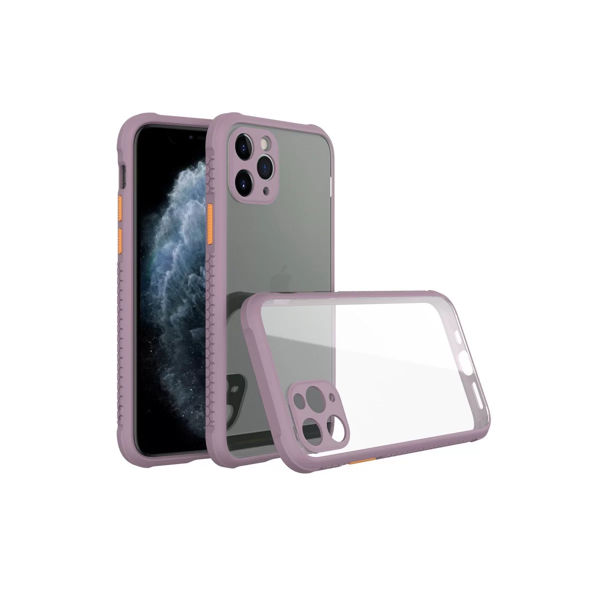 Newface Apple iPhone 11 Pro Max Kılıf Miami Şeffaf Silikon - Açık Mor