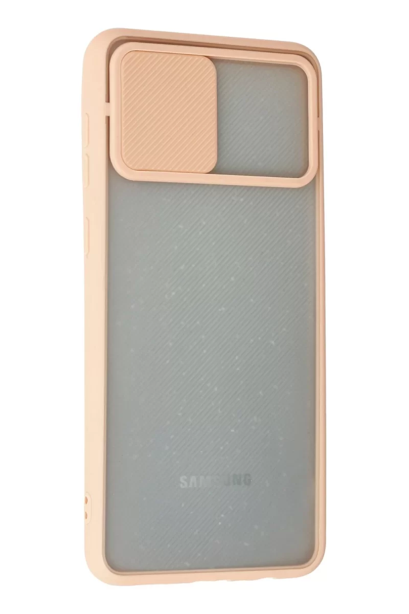Newface Samsung Galaxy A02 Kılıf Palm Buzlu Kamera Sürgülü Silikon - Pembe