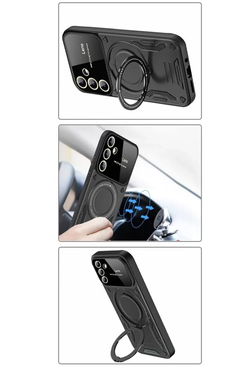 Newface Samsung Galaxy S24 FE Kılıf Joy Lens Standlı Kapak - Mor