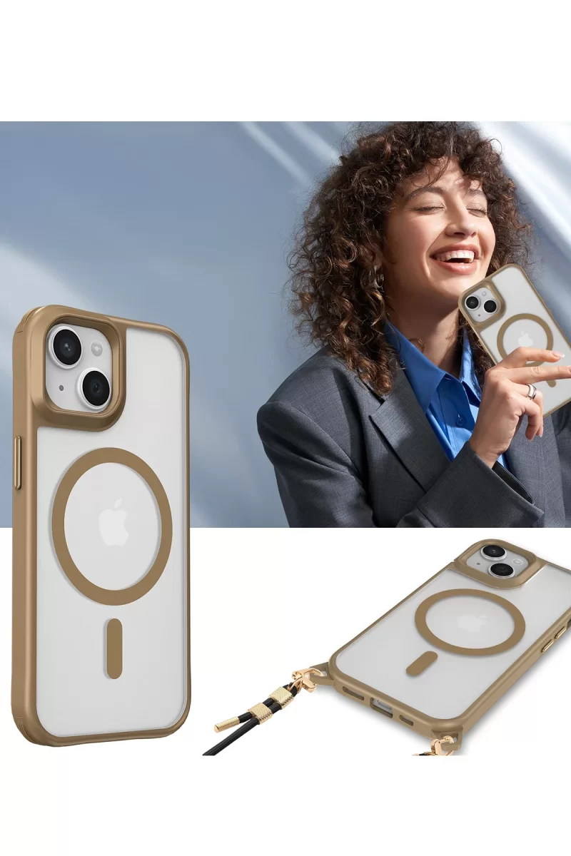 Newface Apple iPhone 15 Kılıf Enka Magsafe Silikon Kılıf - Desert
