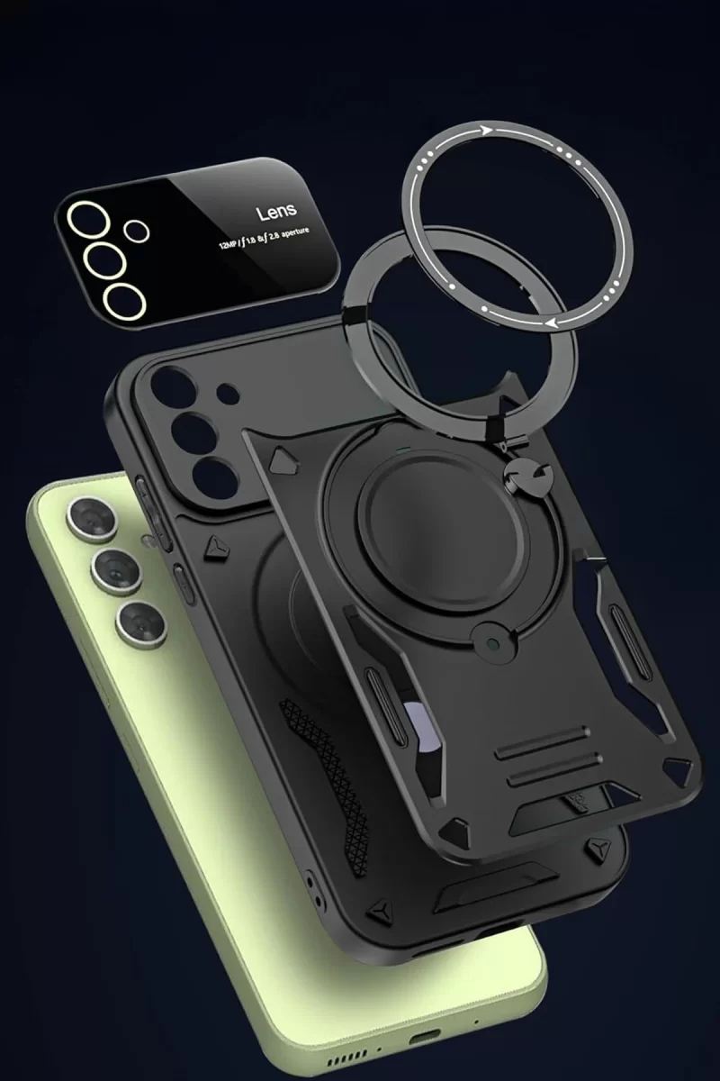 Newface Samsung Galaxy S24 FE Kılıf Joy Lens Standlı Kapak - Kırmızı