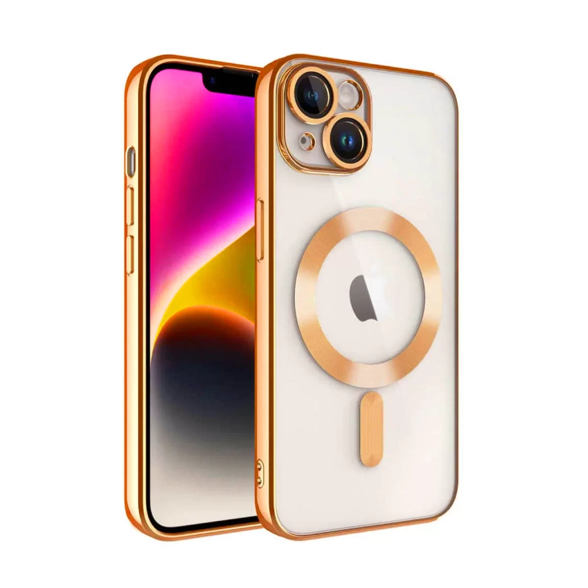 Newface Apple iPhone 15 Kılıf Kross Magneticsafe Kapak - Turuncu