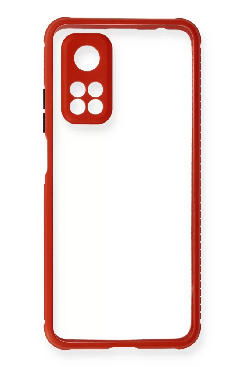 Newface Xiaomi Mi 10T Pro Kılıf Miami Şeffaf Silikon - Kırmızı