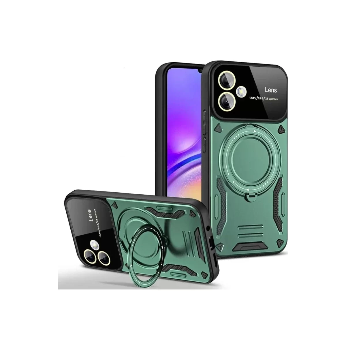 Newface Samsung Galaxy A06 Kılıf Joy Lens Standlı Kapak - Koyu Yeşil