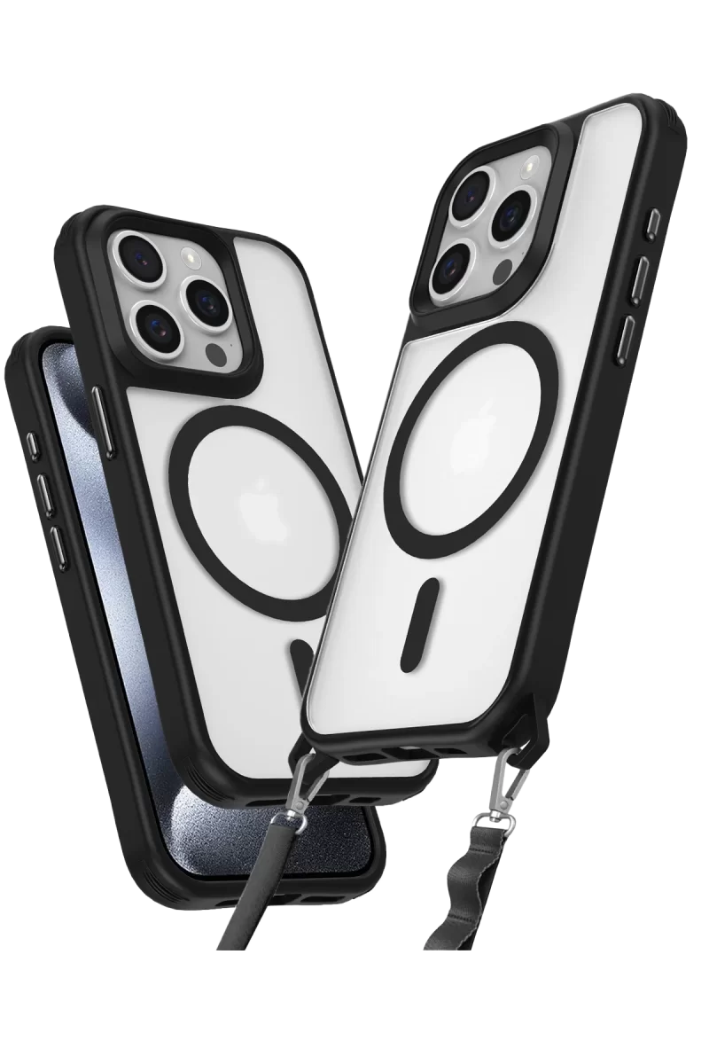 Newface Apple iPhone 15 Pro Max Kılıf Enka Magsafe Silikon Kılıf - Siyah