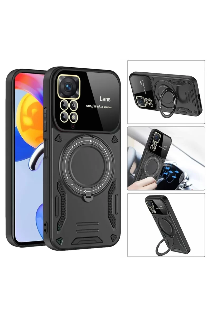 Newface Xiaomi Redmi Note 11 Pro Kılıf Joy Lens Standlı Kapak - Mor