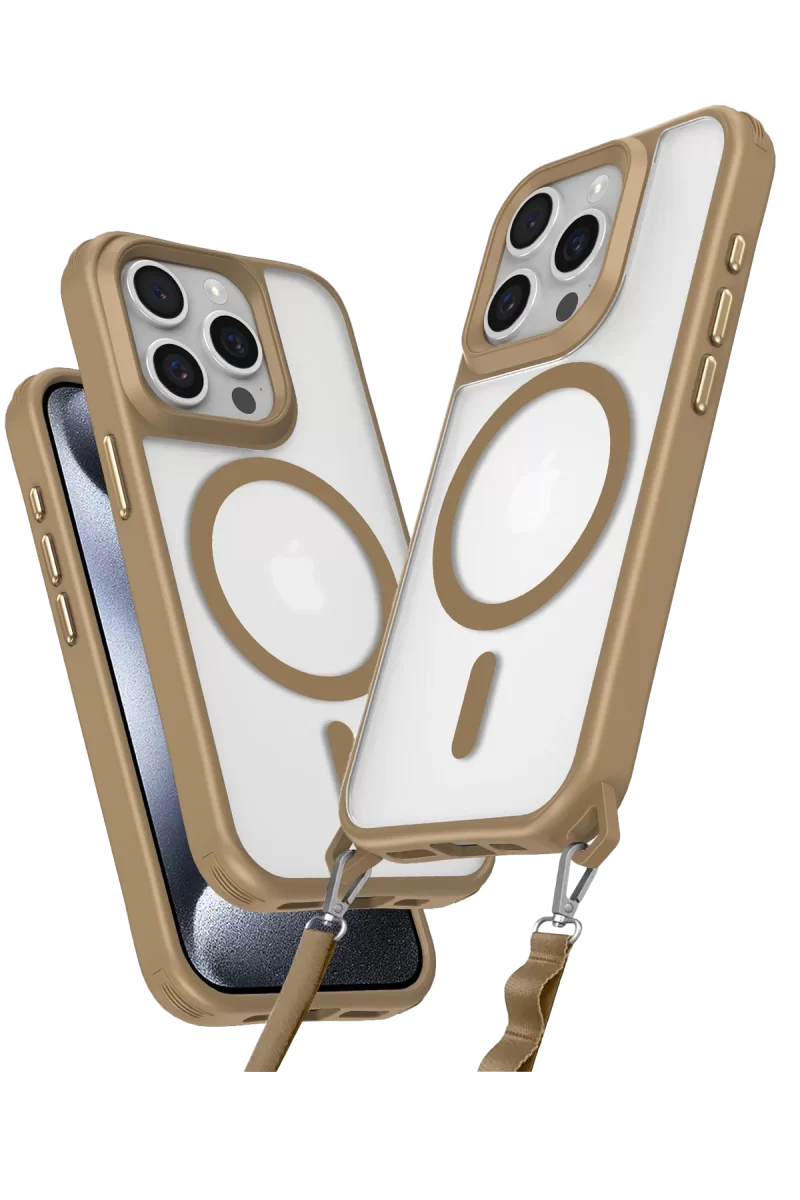 Newface Apple iPhone 15 Pro Max Kılıf Enka Magsafe Silikon Kılıf - Desert