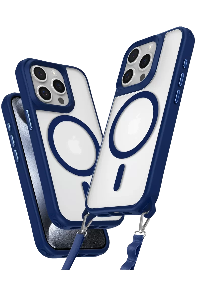 Newface Apple iPhone 15 Pro Max Kılıf Enka Magsafe Silikon Kılıf - Lacivert