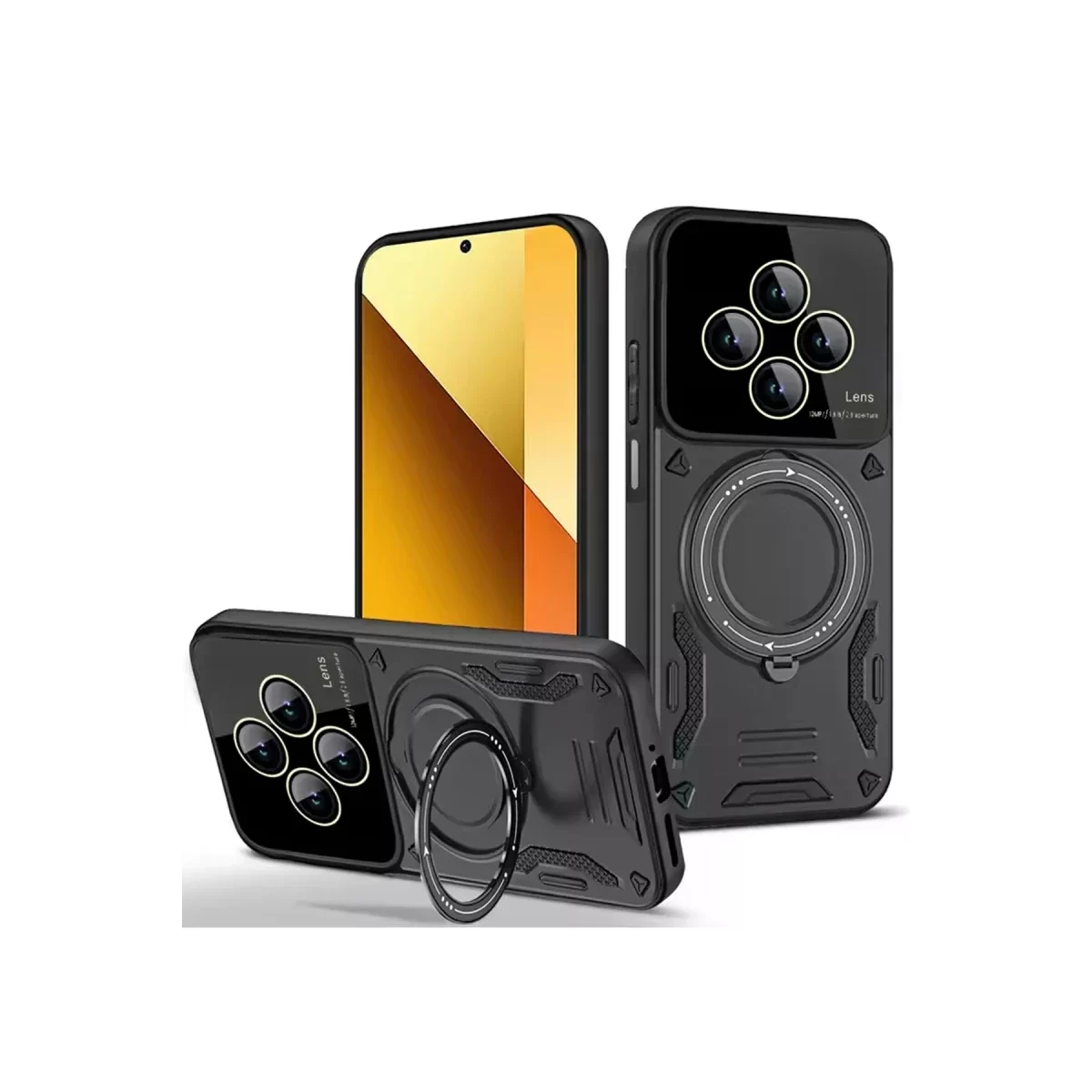 Newface Xiaomi Redmi 14C Kılıf Joy Lens Standlı Kapak - Siyah