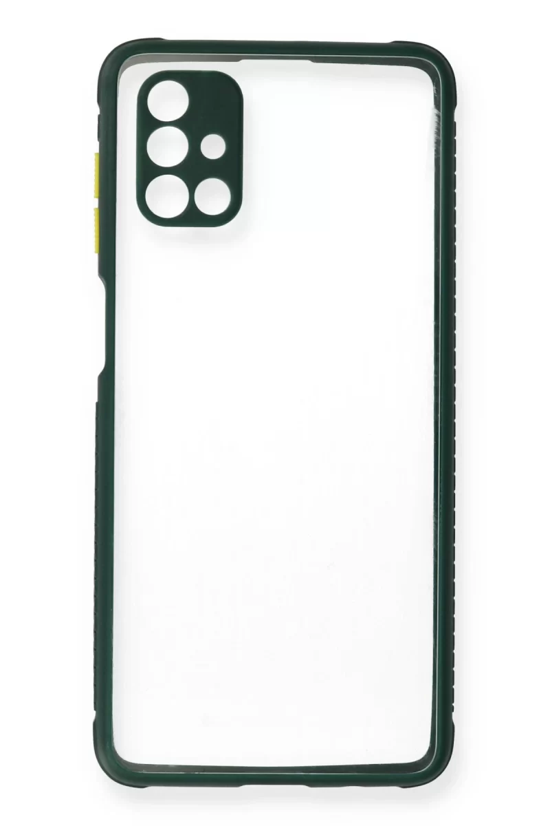 Newface Samsung Galaxy M51 Kılıf Miami Şeffaf Silikon - Koyu Yeşil