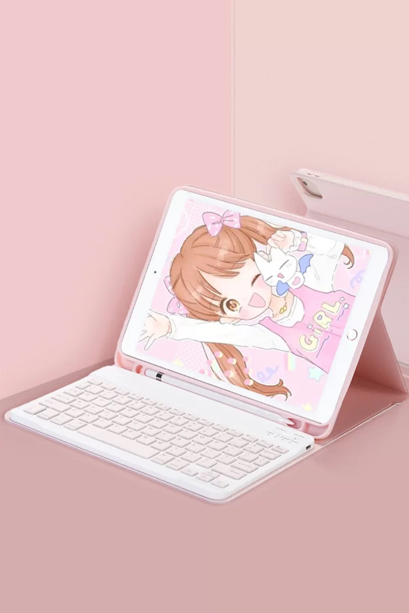 Newface Apple iPad Pro 12.9 (2024) Kılıf KC01 Smart Klavyeli Tablet Kılıfı - Pembe