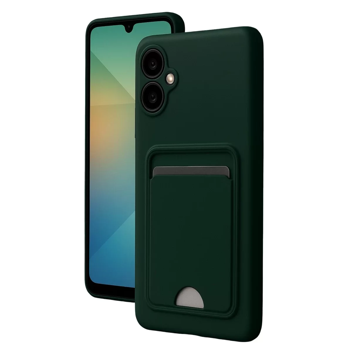 Newface Samsung Galaxy A06 Kılıf Kelvin Kartvizitli Silikon - Koyu Yeşil