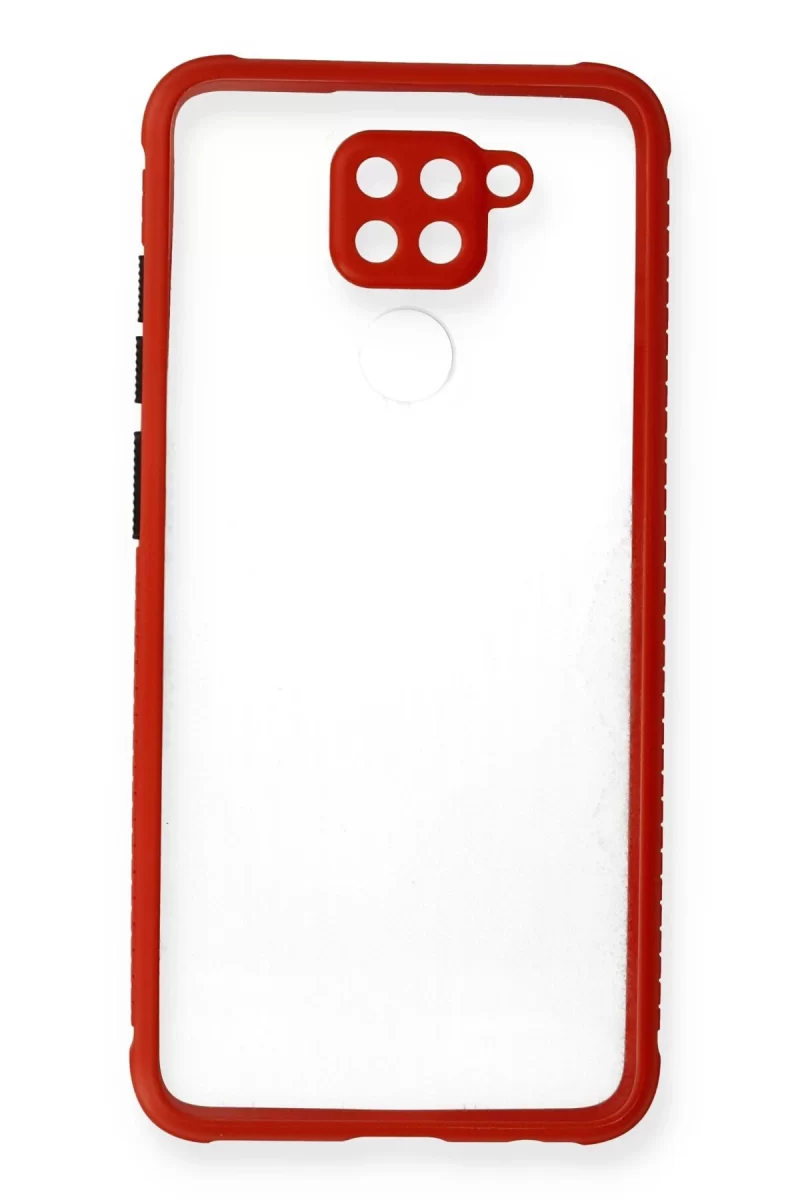 Newface Xiaomi Redmi Note 9 Kılıf Miami Şeffaf Silikon - Kırmızı