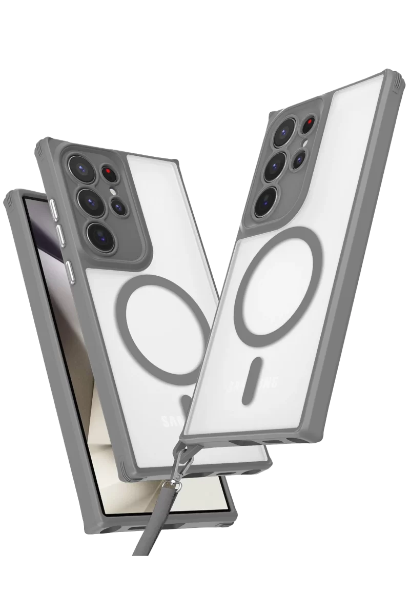 Newface Samsung Galaxy S24 Ultra Kılıf Enka Magsafe Silikon Kılıf - Titan Gri