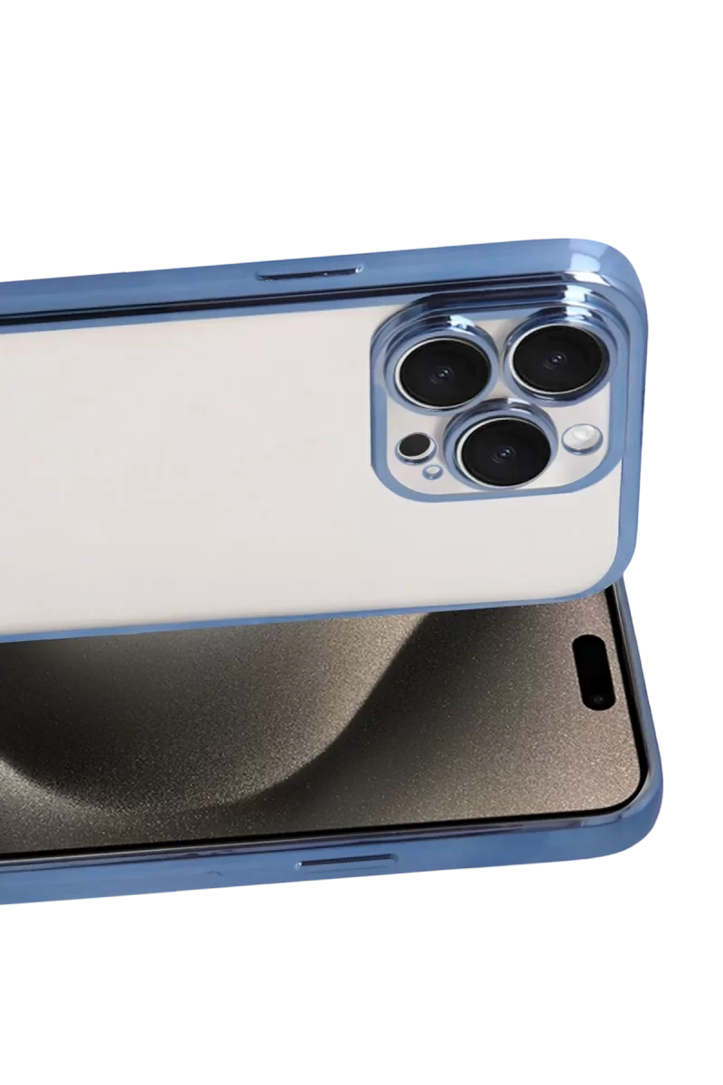 Newface Apple iPhone 15 Pro Max Razer Lensli Silikon - Açık Mavi