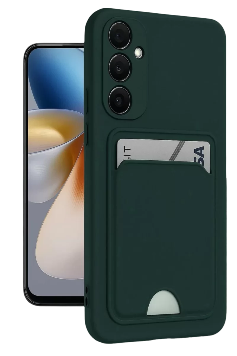Newface Samsung Galaxy A16 5G Kılıf Kelvin Kartvizitli Silikon - Koyu Yeşil