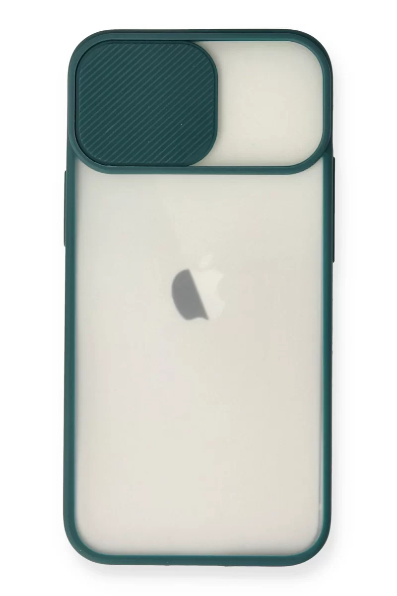 Newface Apple iPhone 11 Kılıf Palm Buzlu Kamera Sürgülü Silikon - Yeşil