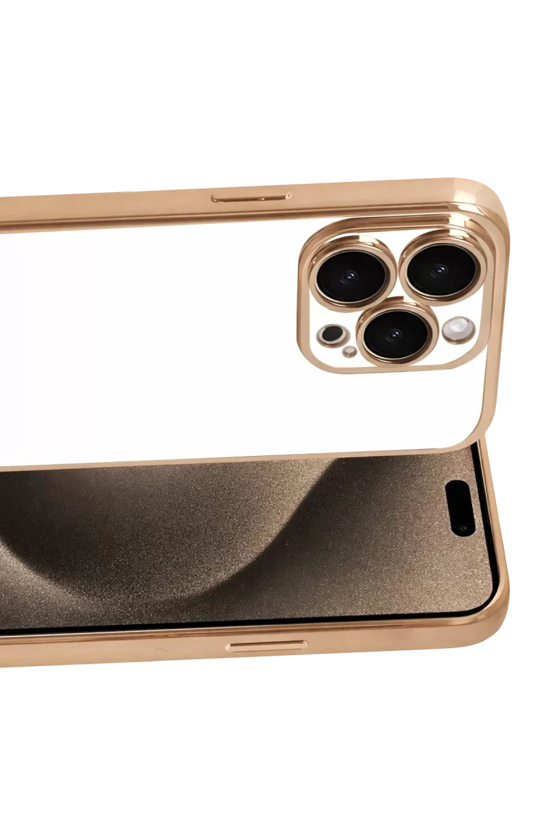 Newface Apple iPhone 15 Pro Max Razer Lensli Silikon - Gold