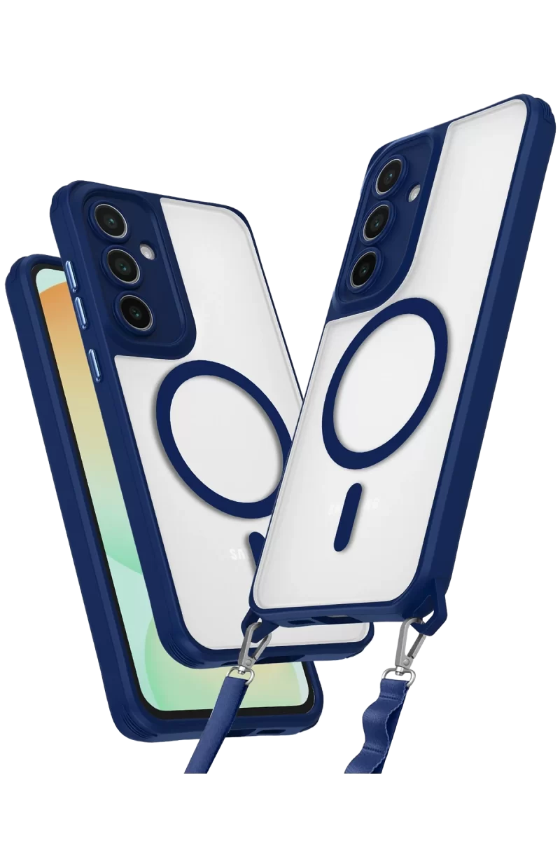 Newface Samsung Galaxy S24 FE Kılıf Enka Magsafe Silikon Kılıf - Lacivert