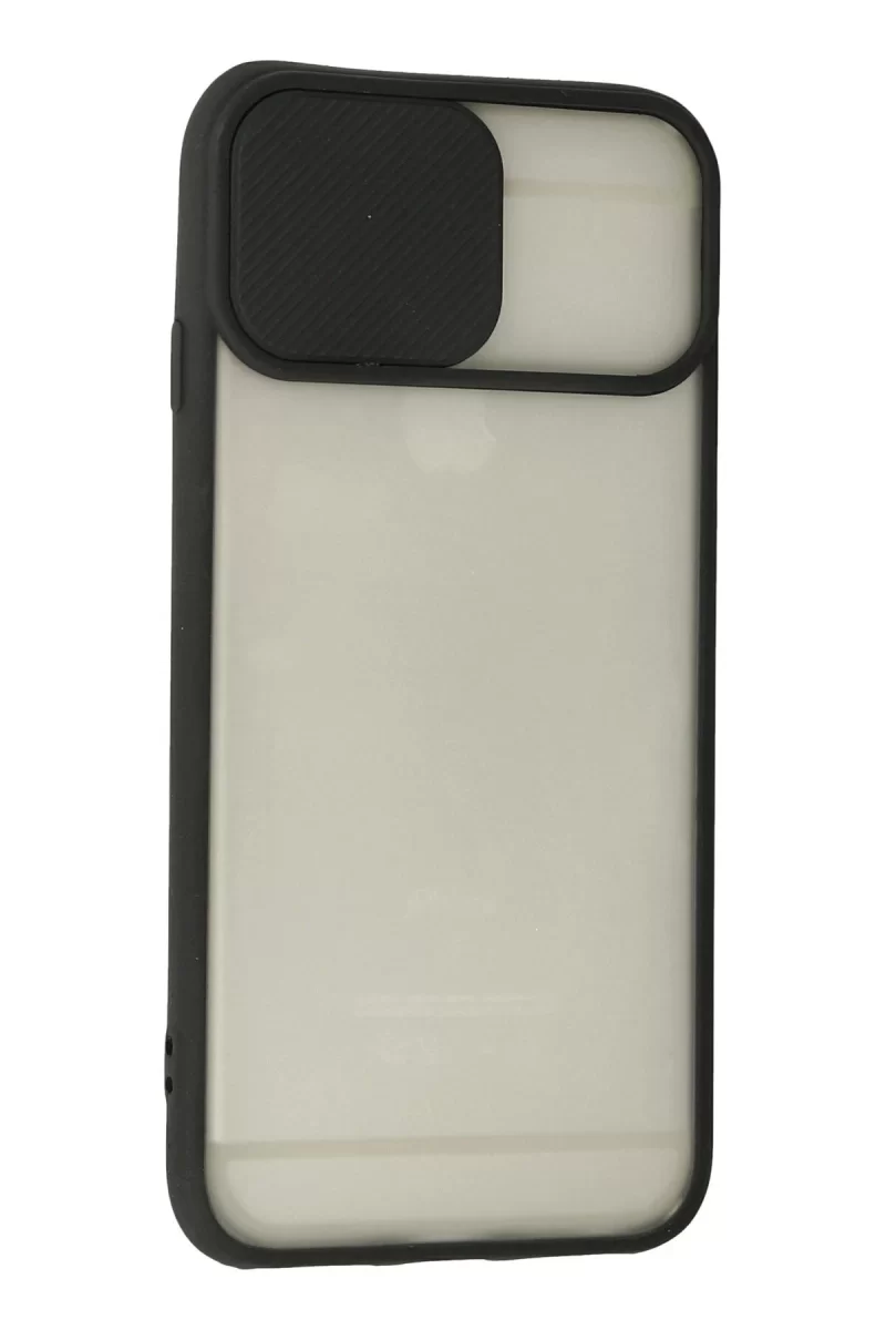 Newface Apple iPhone 6 Plus Kılıf Palm Buzlu Kamera Sürgülü Silikon - Siyah
