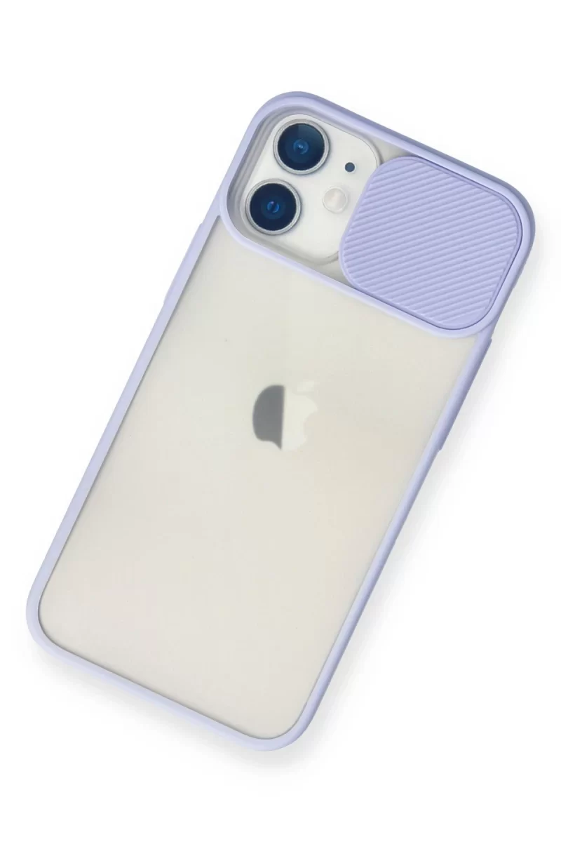 Newface Apple iPhone 11 Kılıf Palm Buzlu Kamera Sürgülü Silikon - Lila