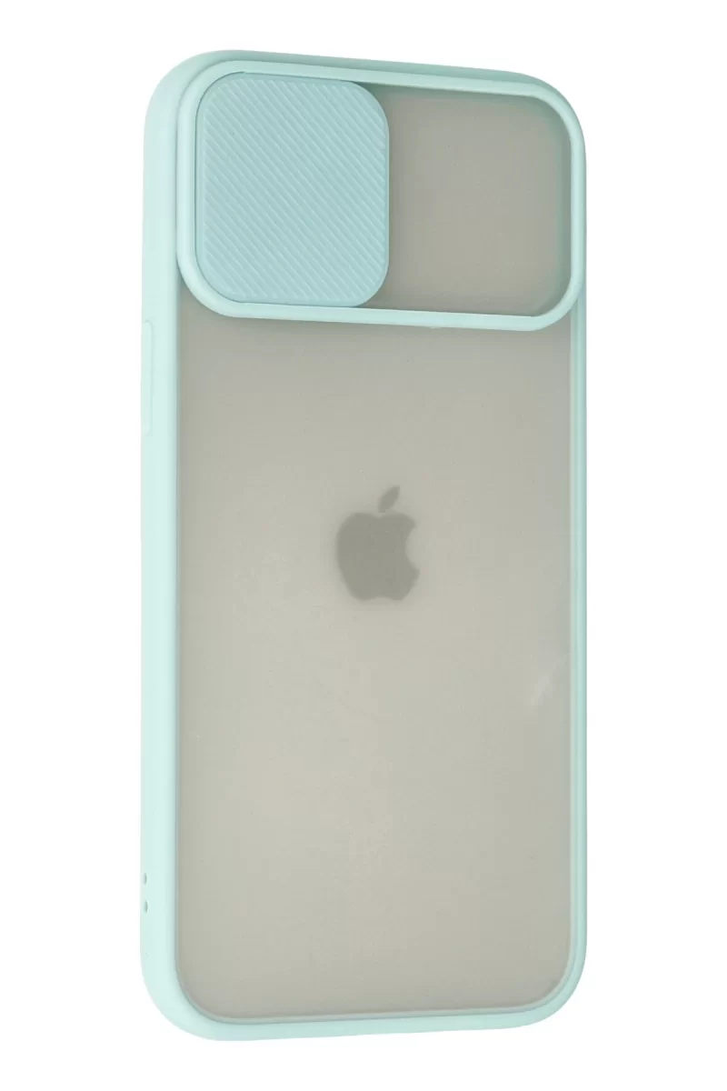 Newface Apple iPhone 12 Pro Max Kılıf Palm Buzlu Kamera Sürgülü Silikon - Turkuaz