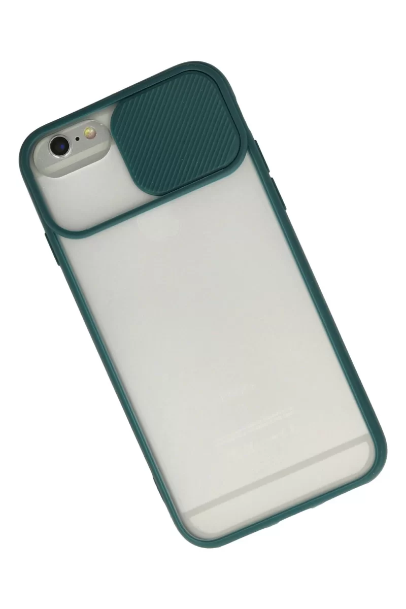 Newface Apple iPhone 6 Plus Kılıf Palm Buzlu Kamera Sürgülü Silikon - Yeşil