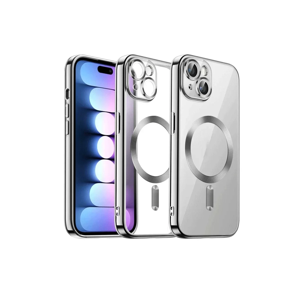 Newface Apple iPhone 15 Kılıf Kross Magneticsafe Kapak - Gümüş