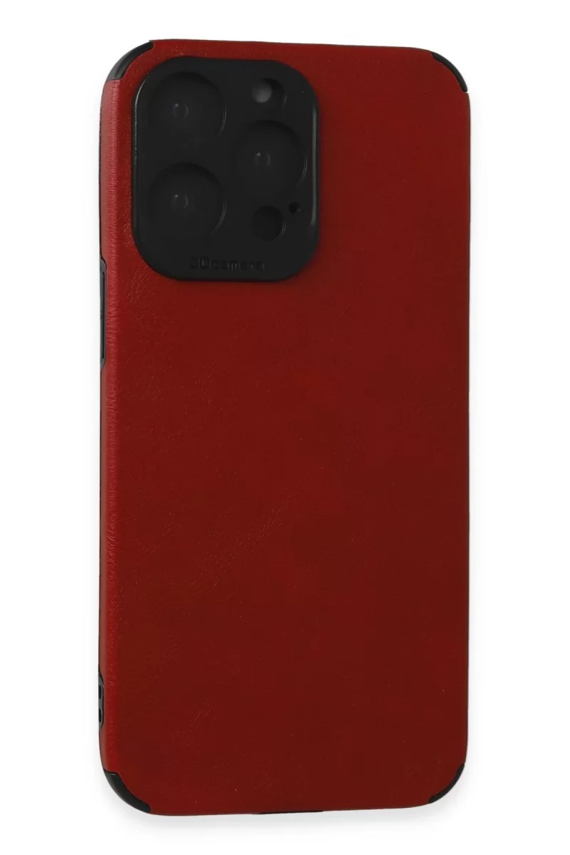 Newface Apple iPhone 15 Pro Max Kılıf Loop Deri Silikon - Kırmızı