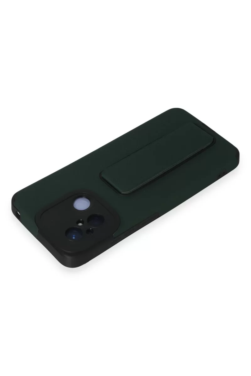 Newface Xiaomi Redmi 12C Kılıf Mega Standlı Silikon - Yeşil