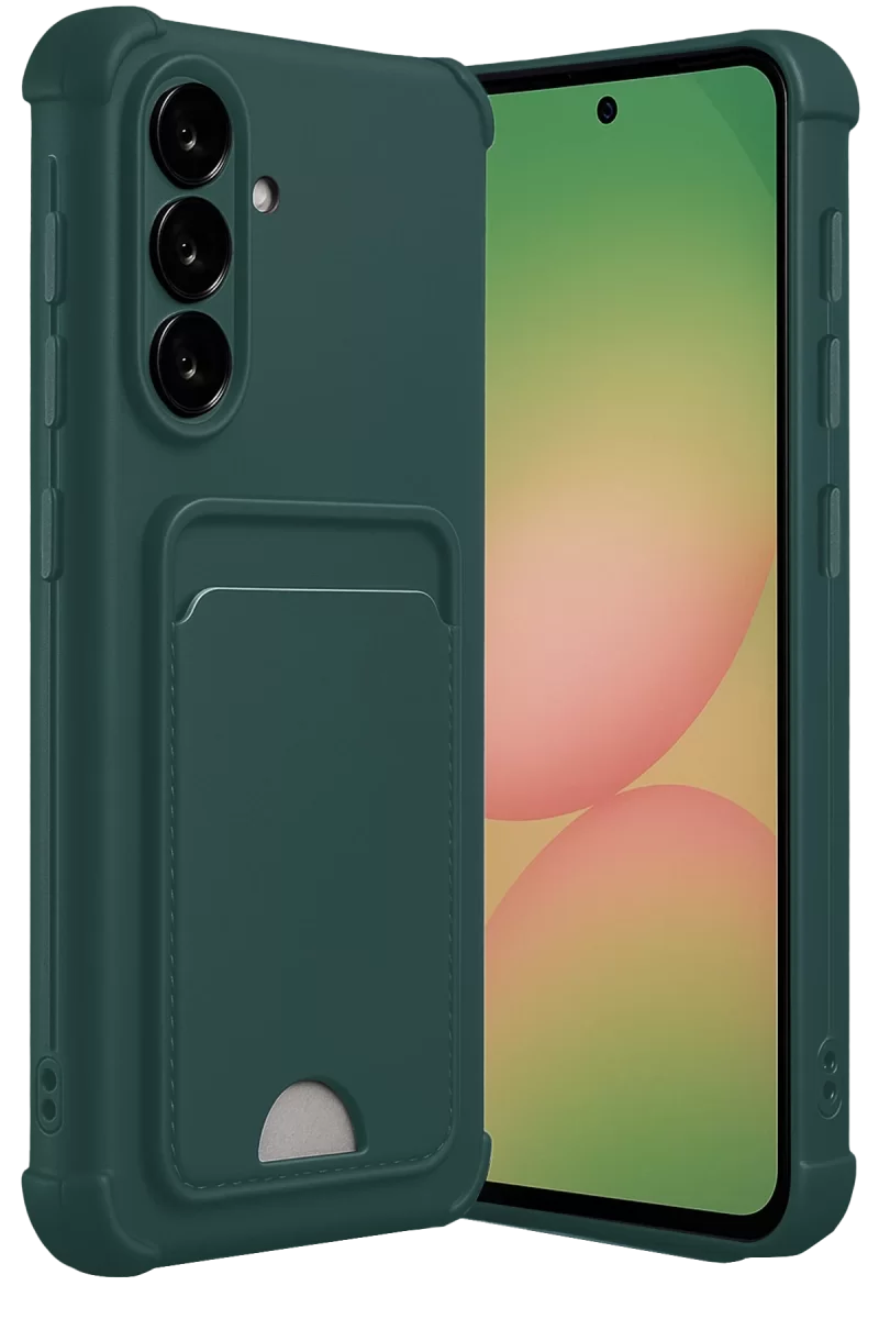 Newface Samsung Galaxy A36 Kılıf Kelvin Kartvizitli Silikon - Koyu Yeşil