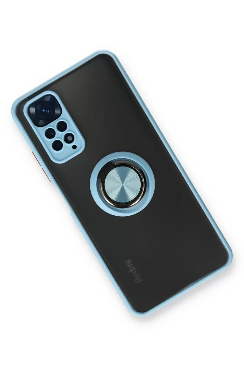Newface Xiaomi Redmi Note 11 Kılıf Montreal Yüzüklü Silikon Kapak - Buz Mavi