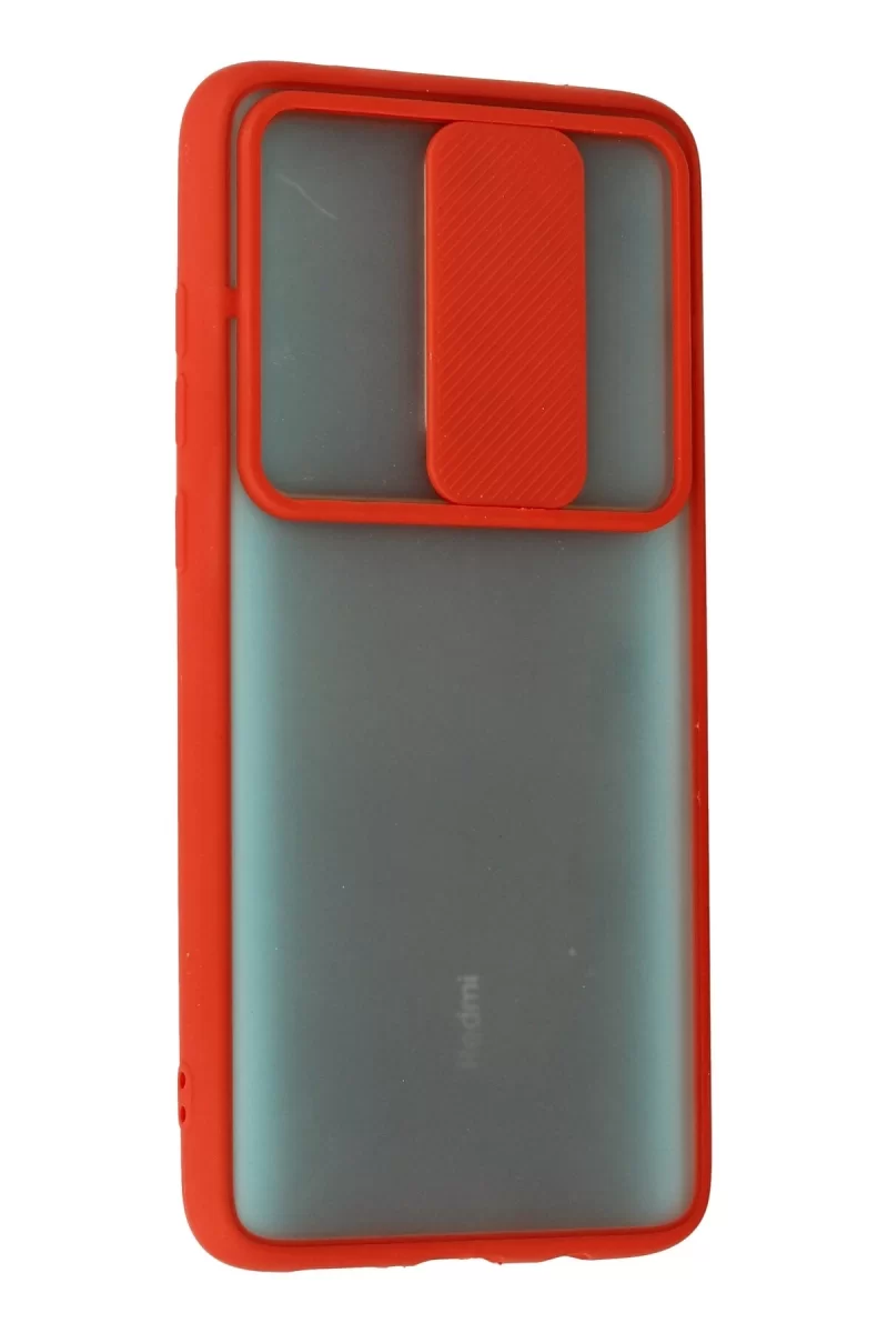 Newface Xiaomi Redmi Note 8 Pro Kılıf Palm Buzlu Kamera Sürgülü Silikon - Kırmızı