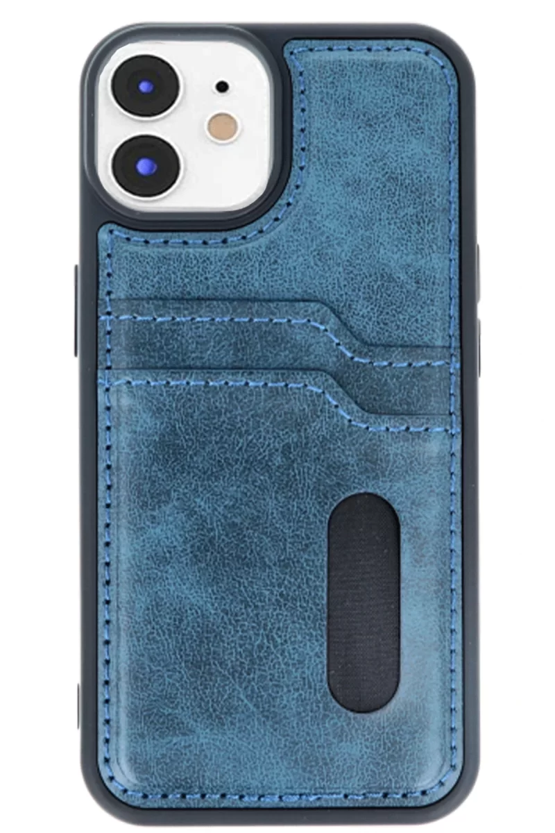 Newface Apple iPhone 11 Kılıf Sara Kartvizitli Deri Kılıf - Lacivert