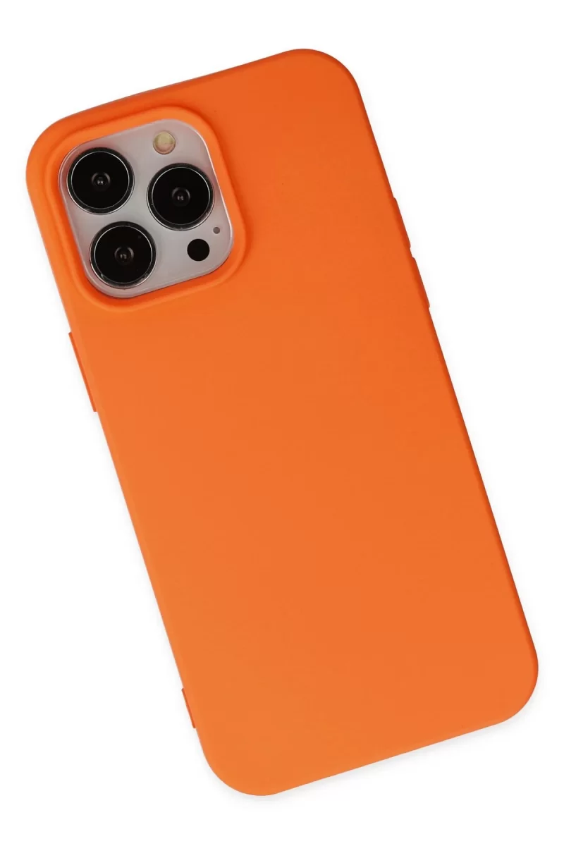 Newface Apple iPhone 15 Pro Kılıf Nano içi Kadife Silikon - Turuncu