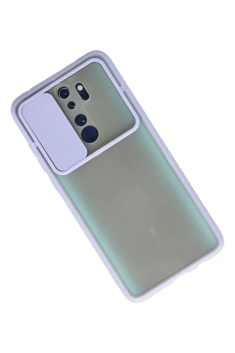 Newface Xiaomi Redmi Note 8 Pro Kılıf Palm Buzlu Kamera Sürgülü Silikon - Lila