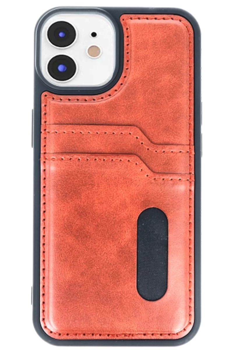 Newface Apple iPhone 11 Kılıf Sara Kartvizitli Deri Kılıf - Taba