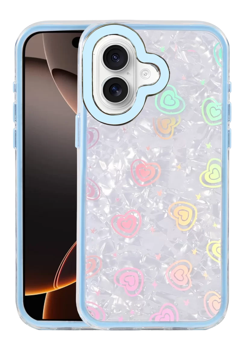 Newface Apple iPhone 16 Lumi Desenli Kapak - Mavi