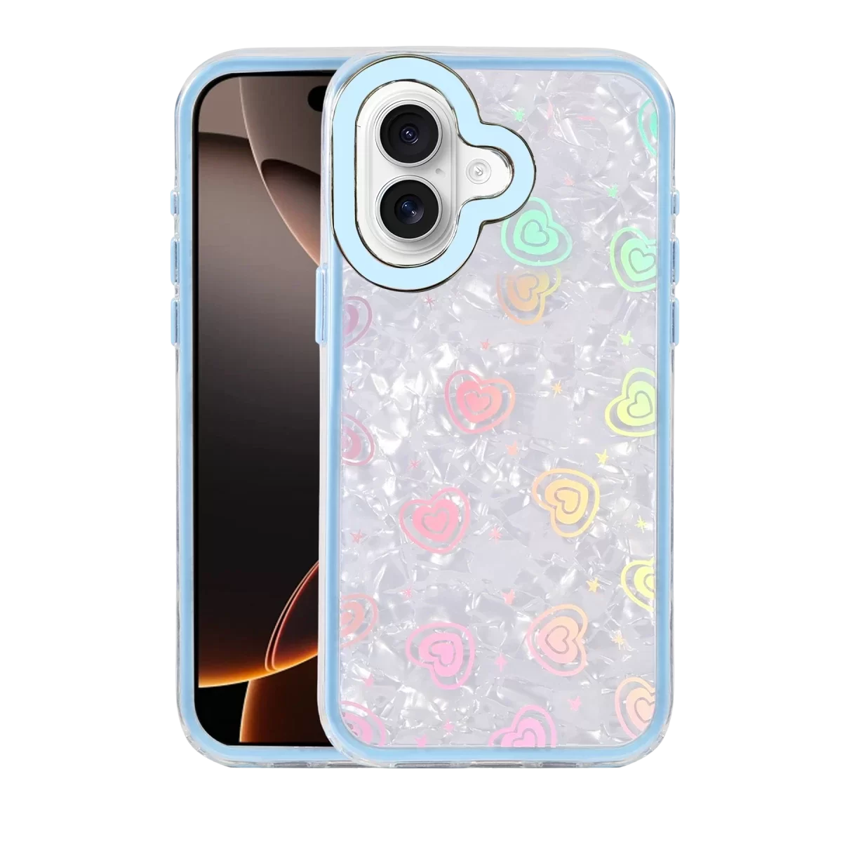 Newface Apple iPhone 16 Lumi Desenli Kapak - Mavi