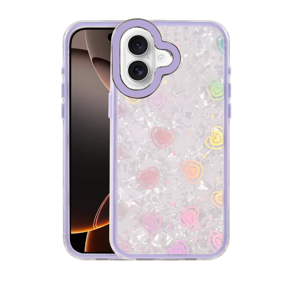 Newface Apple iPhone 16 Lumi Desenli Kapak - Mor