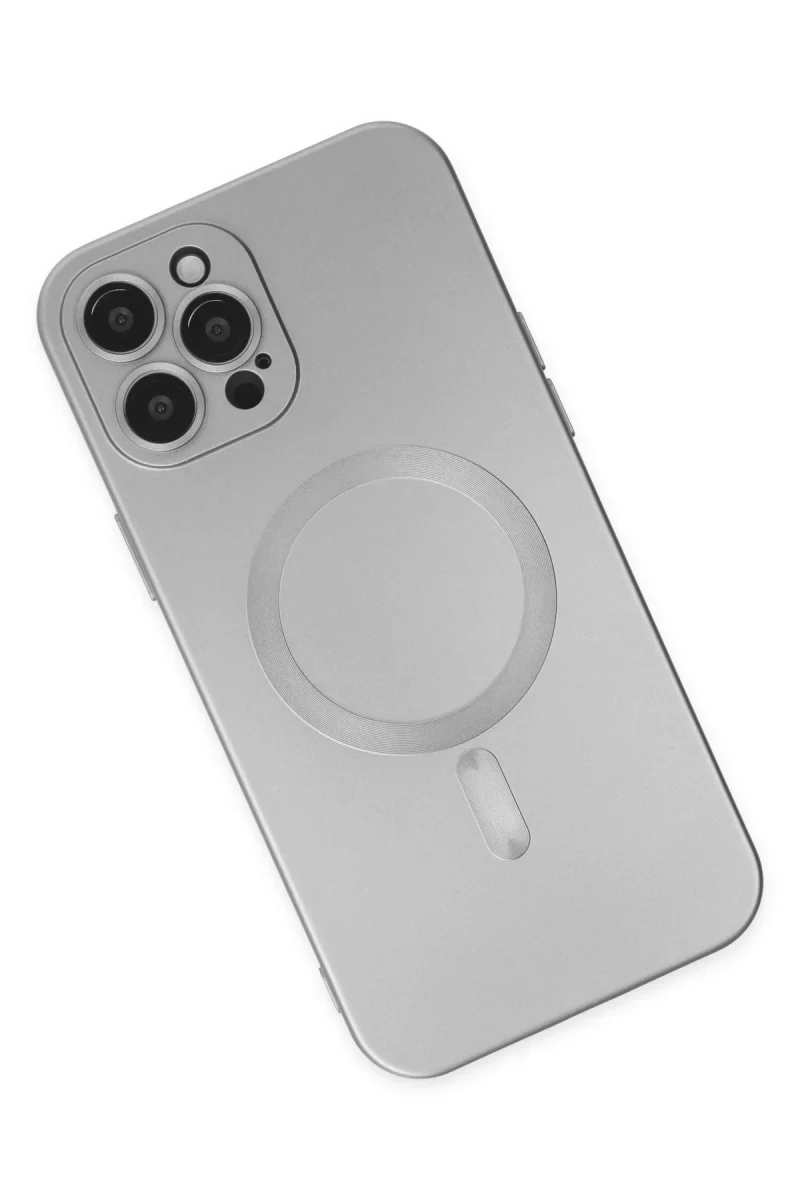 Newface Apple iPhone 12 Pro Max Kılıf Moshi Lens Magneticsafe Silikon - Gümüş