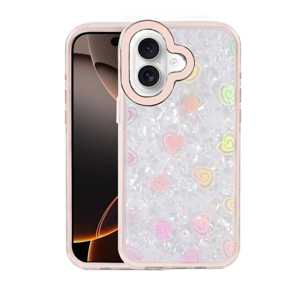 Newface Apple iPhone 16 Lumi Desenli Kapak - Pembe