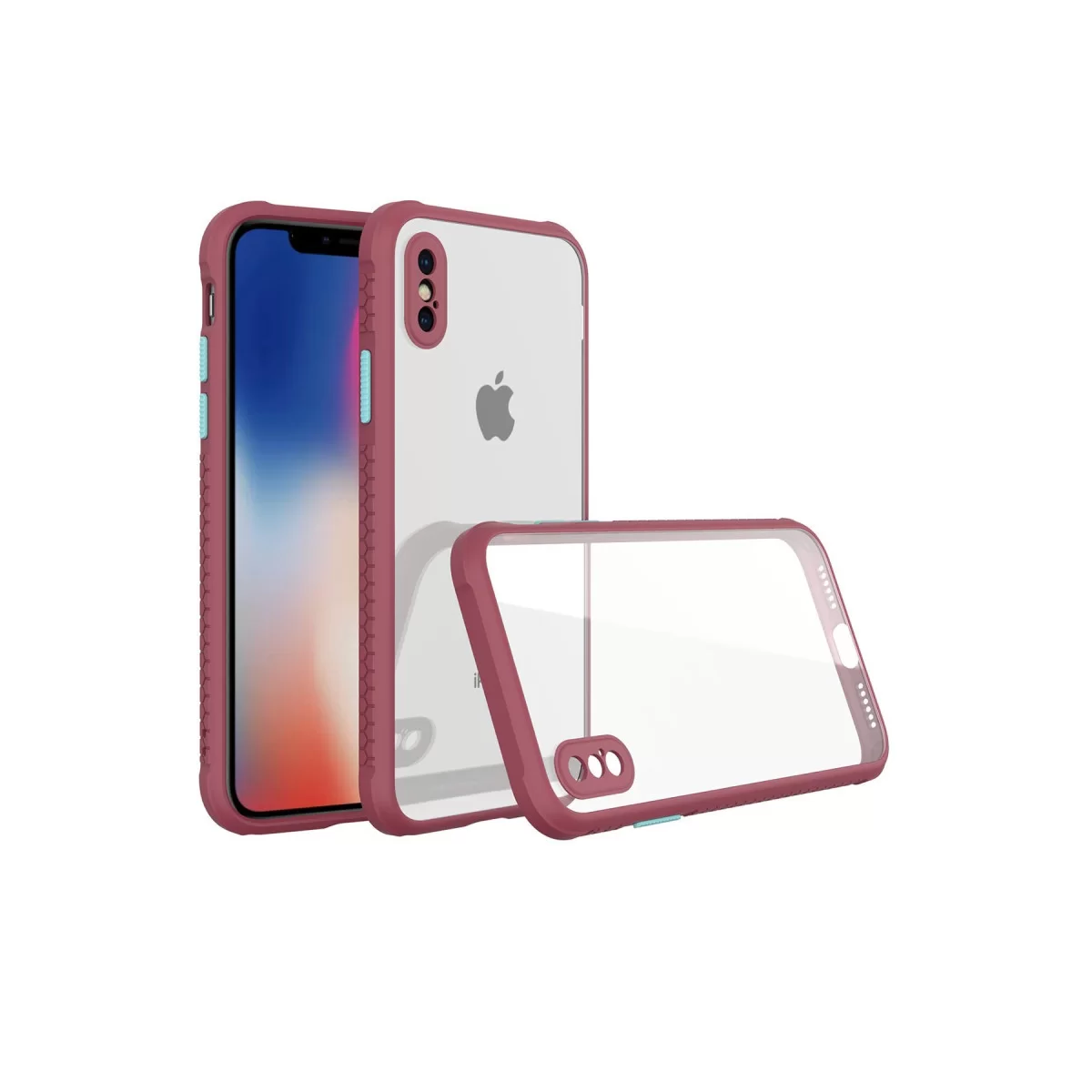 Newface Apple iPhone XS Max Kılıf Miami Şeffaf Silikon - Fuşya