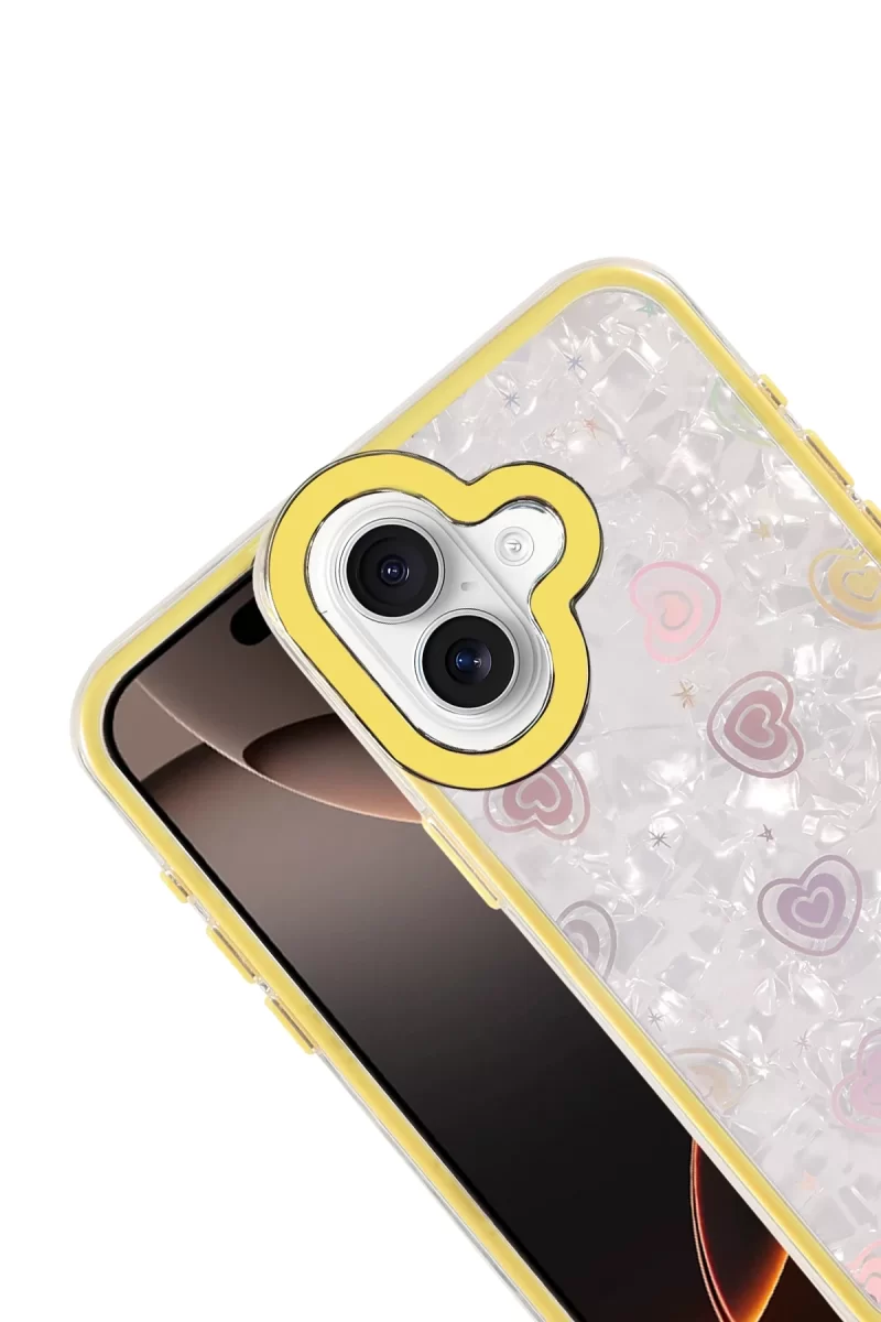 Newface Apple iPhone 16 Lumi Desenli Kapak - Sarı