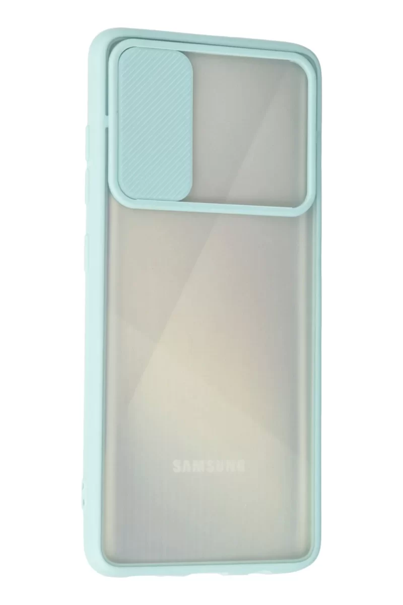 Newface Samsung Galaxy A71 Kılıf Palm Buzlu Kamera Sürgülü Silikon - Turkuaz