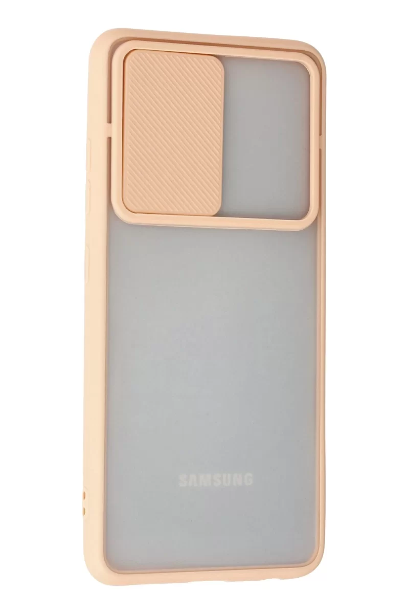 Newface Samsung Galaxy A52 Kılıf Palm Buzlu Kamera Sürgülü Silikon - Pembe