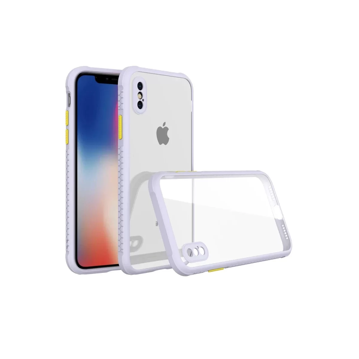 Newface Apple iPhone XS Max Kılıf Miami Şeffaf Silikon - Lila