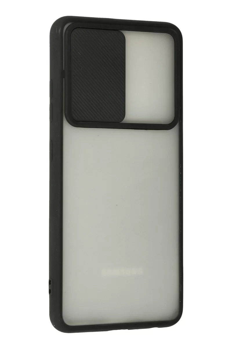 Newface Samsung Galaxy A72 Kılıf Palm Buzlu Kamera Sürgülü Silikon - Siyah